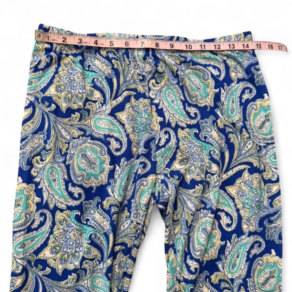 French Laundry Blue & Green Paisley Printed Capri Leggings - Picture 6 of 9